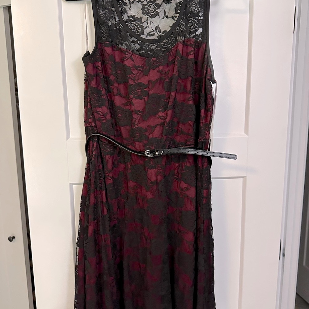 Maurices Red and Black Sheath Midi Dress - Plus Size 2